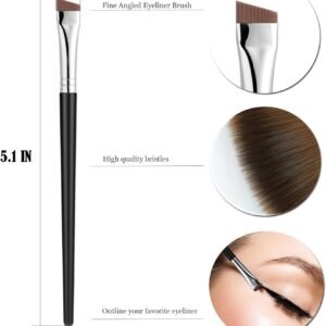 Alternative view of JASSINS Lot de 3 pinceaux de maquillage biseautés et ultra fins pour eyeliner et poils synthétiques