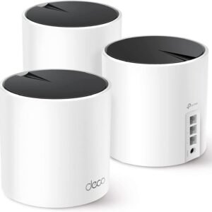 TP-Link Système maillé X55 AX3000 WiFi 6 : couvre jusqu'à 6 500 m², remplace le routeur sans fil et l'extension, 3 ports Gigabit par unité, prend en charge la liaison Ethernet (lot de 3)