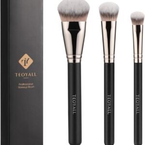TEOYALL Pinceaux plats biseautés, pinceau de fond de teint impeccable sous les yeux, pinceau anti-cernes, pinceau bronzant avec poudre crème liquide