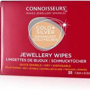Connoisseurs Lingettes Nettoyantes pour Bijoux - Chiffon Polish pour Argent Or Argenterie - Pour Brillance - 25 Lingettes Sèches non Toxiques