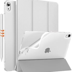 MoKo Coque pour iPad Air 11 Pouces 7e/6e Génération M3/M2 2025/2024, iPad Air 5e/4e Gén 10,9" 2022/2020, Coque Arrière Translucide Givrée TPU, Auto Réveil/Sommeil, Argent