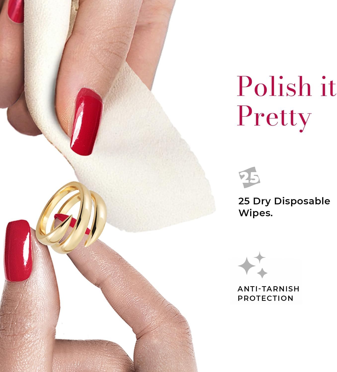 Connoisseurs Lingettes Nettoyantes pour Bijoux - Chiffon Polish pour Argent Or Argenterie - Pour Brillance - 25 Lingettes Sèches non Toxiques – Image 8