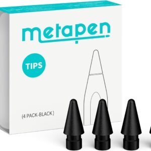 Metapen Lot de 4 Pointes pour Apple Pencil,Embouts Durables de Rechange pour Apple Pencil Pro & 2ème &1ère Génération et Logitech,metapen A8/A11/AIR 8/A14/D1,Pointes de Crayon Très Sensibles (Noir)