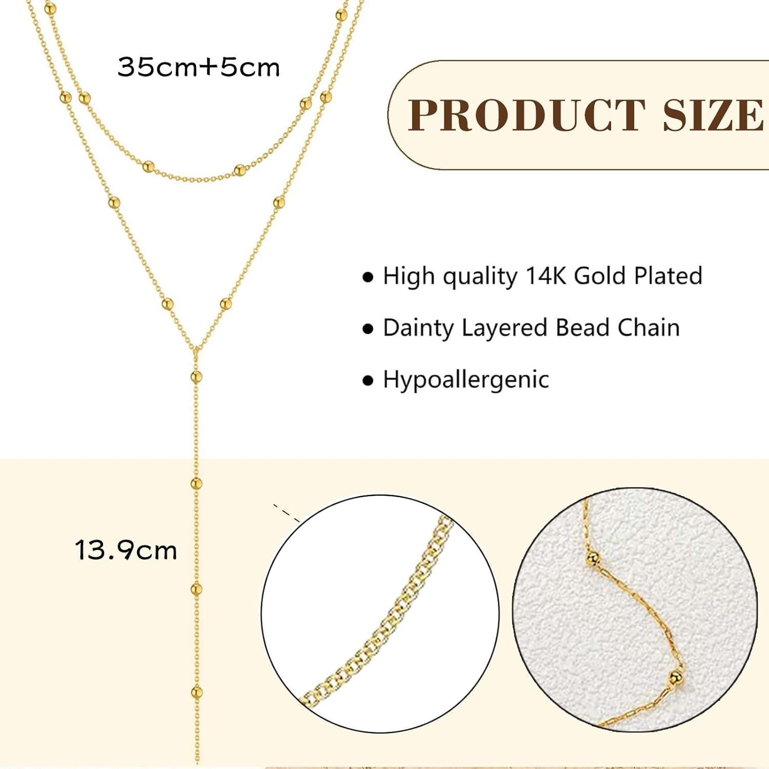 Auiremrti Chaîne longue en Y pour femmes-Collier multi-rangs en acier inoxydable en or/argent,Bijoux pour femmes,Chaîne longue élégante pour femmes,Ensemble de chaînes,Bijoux simples en or/argent – Image 2