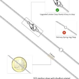 Alternative view of OSTAN Chaîne en argent pour dames, largeur : 1,4 mm. Collier sans pendentif. Plaqué or blanc pour éviter l'oxydation et le ternissement.