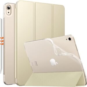 MoKo Coque pour iPad Air 11 Pouces 7e/6e Génération M3/M2 2025/2024, iPad Air 5e/4e Gén 10,9" 2022/2020, Coque Arrière Translucide Givrée TPU, Auto Réveil/Sommeil, Lumière Stellaire