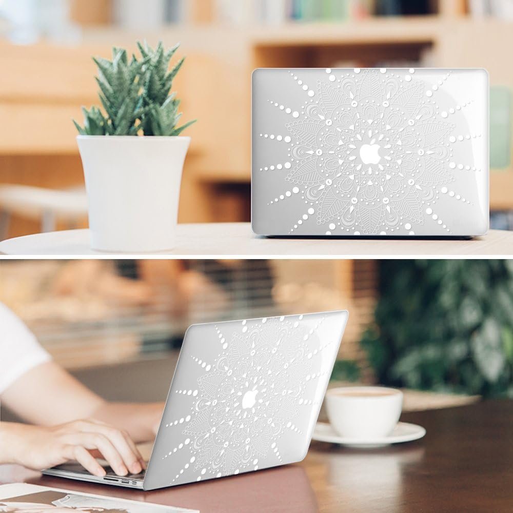 FINTIE Coque Compatible avec MacBook Air 13 Pouces A1466 / A1369 (Version 2010-2017) - Etui en Plastique Rigide Housse de Protection Fine et Légère, Blanc Fleuri – Image 8