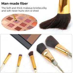 Alternative view of Lot de 5 pinceaux de maquillage avec manche en métal Attack on Titan Anime Collection pour fond de teint, blush, fard à paupières, visage, correcteur, eyeliner, contour, poudre liquide