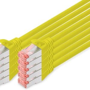DIGITUS Câble LAN Cat 6-2m - 10 pièces - RJ45 Câble réseau - S/FTP Blindé - Compatible Cat 6A & Cat 7 - Jaune