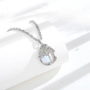 Alternative view of AEONSLOVE Collier Arbre de Vie avec Cristal pour Femme Pendentif Arbre de Vie avec Améthyste Malachite Collier Cristal de Guérison Pendentif Pierre de Lune Obsidienne Bijoux en Turquoise