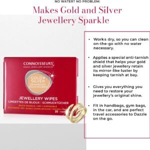 Alternative view of Connoisseurs Lingettes Nettoyantes pour Bijoux - Chiffon Polish pour Argent Or Argenterie - Pour Brillance - 25 Lingettes Sèches non Toxiques