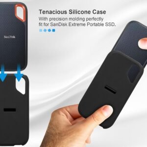 Alternative view of Lacdo Silicone Étui de Transport de Disque Dur pour SanDisk Extreme Portable SSD 500GB 1TB 2TB 4TB 8TB Disque dur Externe à État Solide, Housse de protection en Silicone pour SanDisk Extreme SSD, Noir