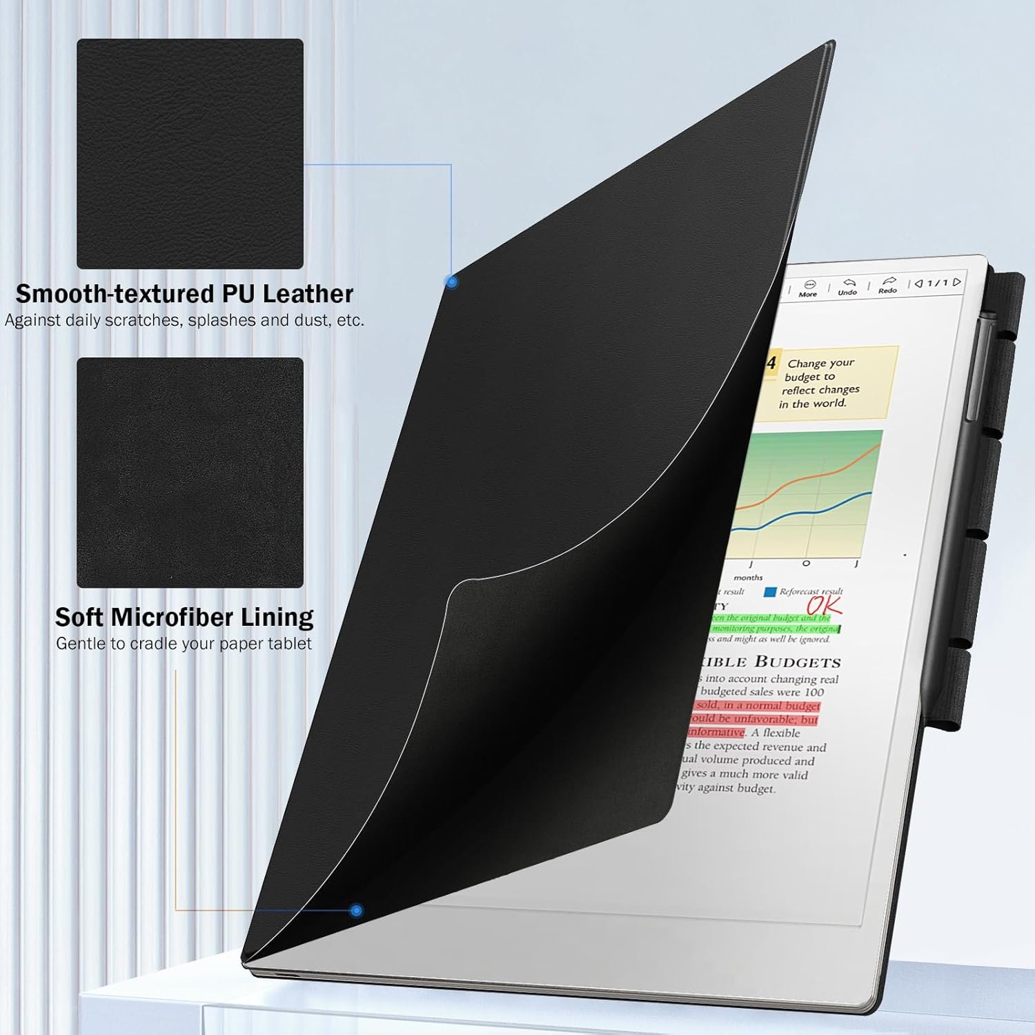 MoKo Étui pour Remarkable Paper Pro 2024 11,8", Étui Magnétique Ultra-Mince Léger avec Large Fermoir de Protection pour Stylo, Mise en Veille/Réveil Automatique pour Remarkable Pro 11,8", Noir – Image 2