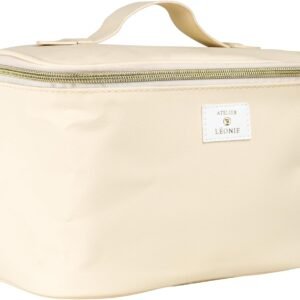 Vanity de Voyage Femme - Nécessaire de Toilette et Maquillage - Simili Cuir - Coloris Beige - Dimensions 24 x 16 x 16 cm