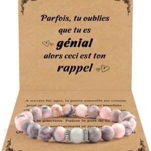 CheersLife Cadeau pour Femme Bracelet Pierres Naturelles Femme Original Cadeau Ado Fille Cadeaux Noel Femme Cadeau Anniversaire Bracelet Cadeau pour Mamie Maman Sœur Amie Future Maman