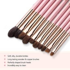 Alternative view of ENERGY Ensemble de 10 Pinceau Maquillage Yeux en Rose, Pinceaux Maquillages pour les Yeux, Incluant Pinceau Fard à Paupières, Pinceau Sourcil, Eyeliner, Estompeur, Highlighter