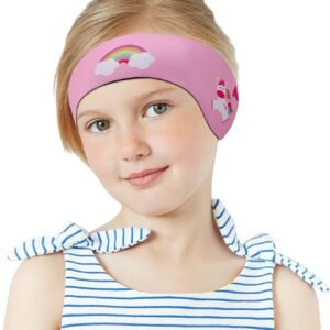 MoKo Bandeau de Natation Enfant, Licorne Mignonne Protection Auditive Bandeau d'Oreilles Enfants en Néoprène, Bandeau Sport Élastique Équipement Sport Nautique, pour Âge 3-9 Enfants Taille M - Rose