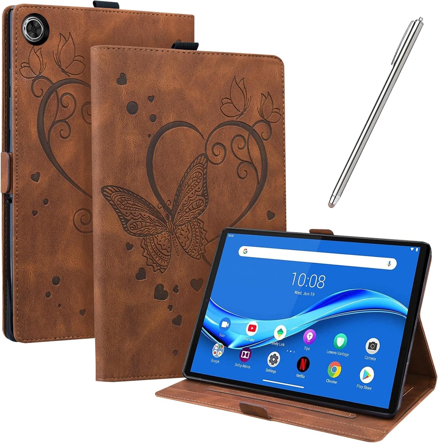 Coque pour Lenovo Tab M10 FHD Plus 10,3 Pouces (TB-X606X TB-X606F) Housse Tablette avec Multi-Angle Housse Support Fonction Veille/Réveille Automatique(Marron)