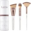 Set de pinceaux de maquillage Luvia, Highlight & Contour Set, Set de pinceaux pour le visage, 3 pinceaux cosmétiques véganes, Pinceaux de maquillage pour estomper, modeler et contourner