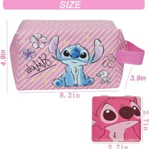 Alternative view of Stitch Trousse de toilette de voyage de grande capacité avec fermeture éclair, trousse de toilette de voyage en polyuréthane, organisateur d'accessoires de maquillage, Stitch - Rose, 1