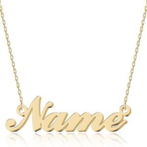 UMAGICBOX Collier Personnalisé avec Prénom - En Acier Inoxydable 316, Plaqué Or 18K, Artisanal, 14 Styles de Polices et 4 Couleurs au Choix - Emballage Élégant