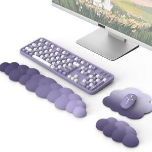 MoKo Repose-Poignets Ergonomique en Nuage, pour Clavier et Souris, Repose-Poignets en Nuage en Polyester Durable pour Clavier et Souris pour Bureau, Jeux, Ordinateur, Ordinateur Portable, Violet