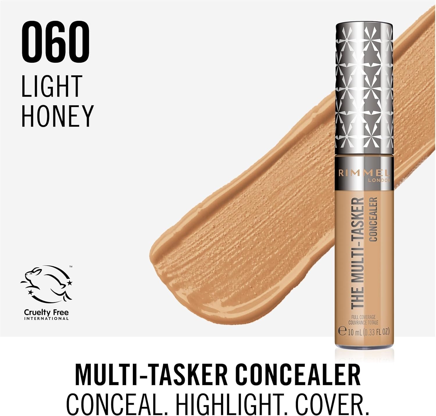 Rimmel London The Multi-Tasker, anti-cernes, jusqu'à 24 heures de tenue, hydratation longue durée, formule hautement pigmentée, facile à estomper, formule vegan, 10 ml, 060 Nude – Image 2
