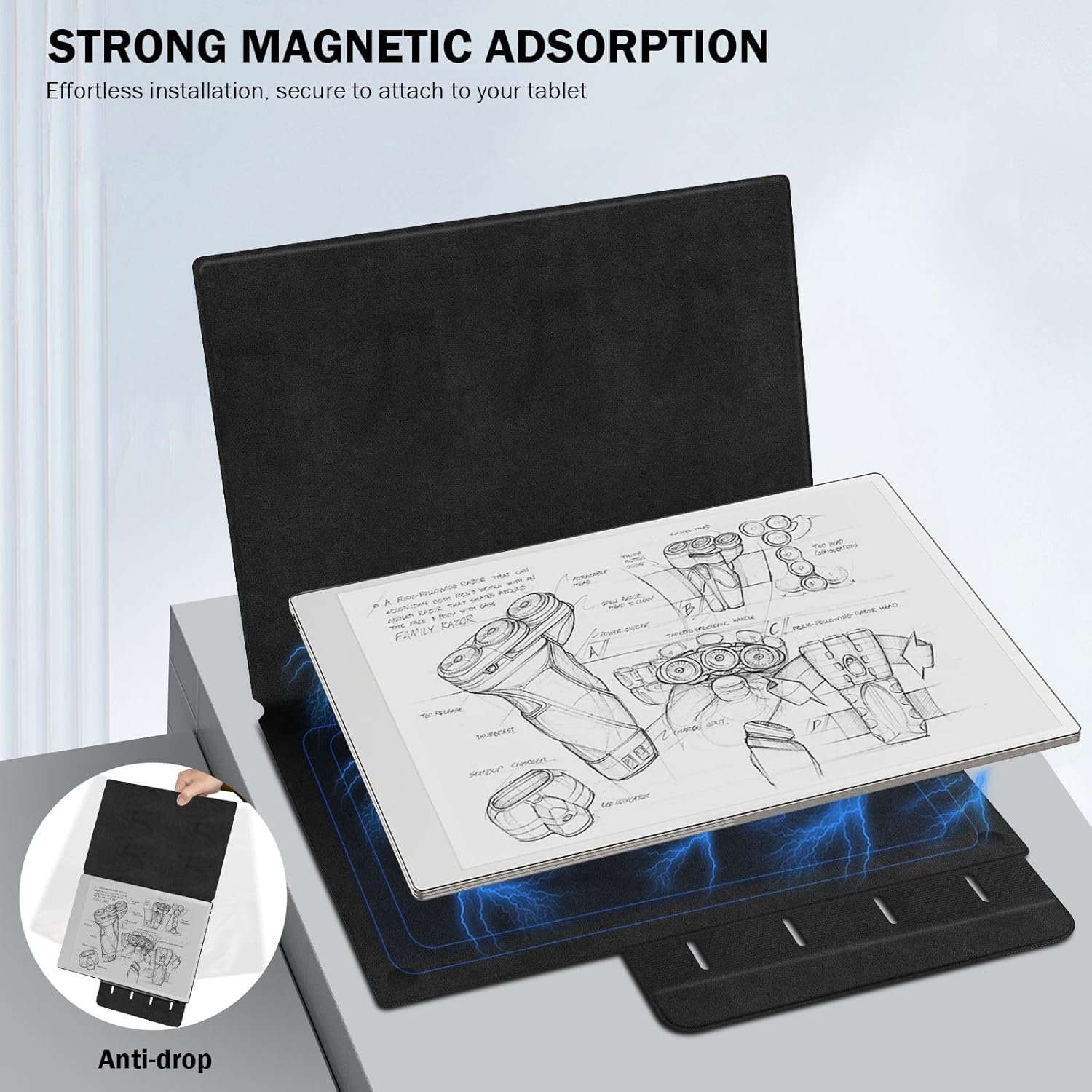 MoKo Étui pour Remarkable Paper Pro 2024 11,8", Étui Magnétique Ultra-Mince Léger avec Large Fermoir de Protection pour Stylo, Mise en Veille/Réveil Automatique pour Remarkable Pro 11,8", Noir – Image 4