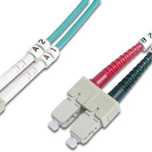 DIGITUS DK-2532-05/3 – Câble À Fibre Optique OM3 – 5 m – LC à SC – Câble Fibre Optique Duplex – 1/10/40/100 Gbit/s – MM Multimode LAN – Type De Fibre : 50/125 – Turquoise (Aqua)