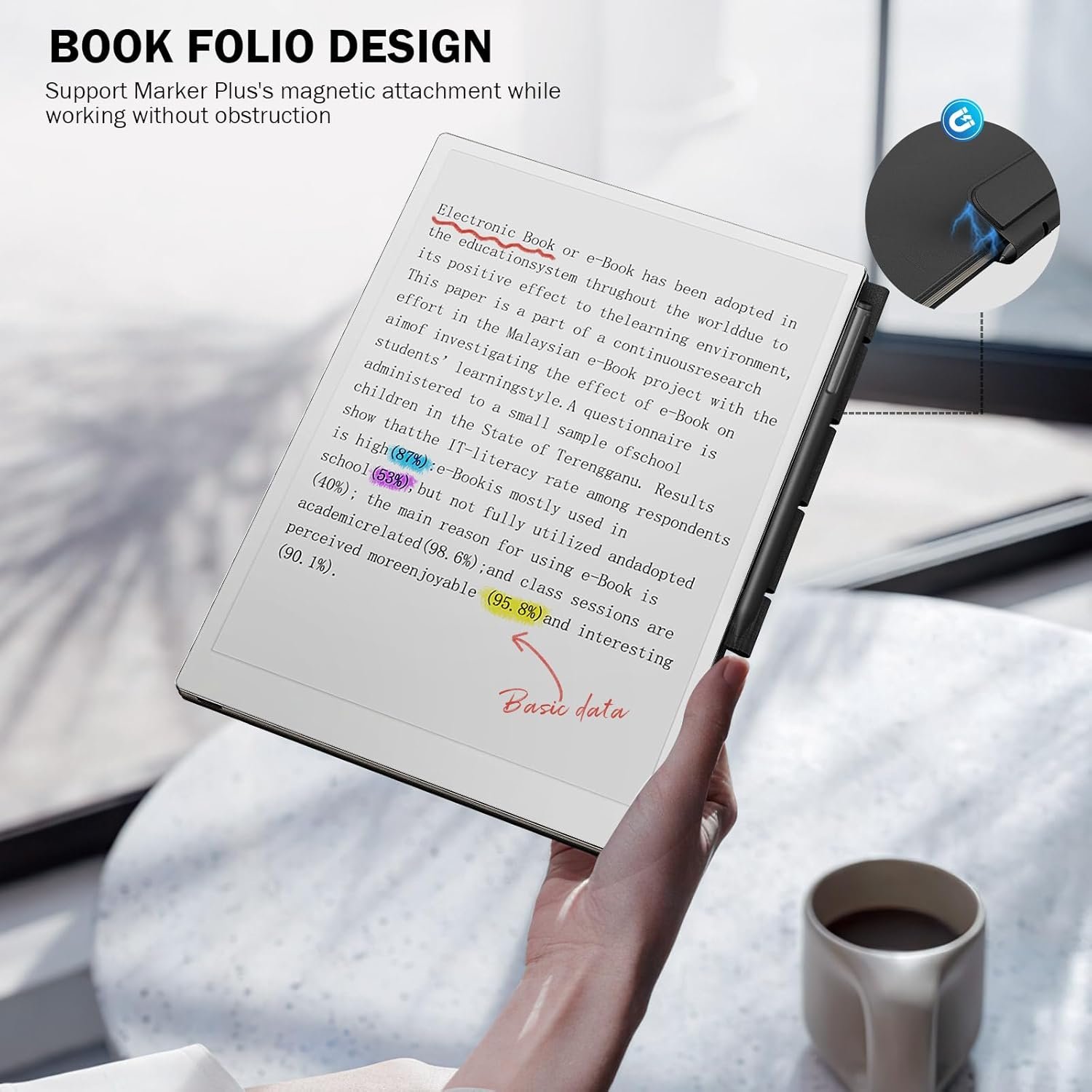 MoKo Étui pour Remarkable Paper Pro 2024 11,8", Étui Magnétique Ultra-Mince Léger avec Large Fermoir de Protection pour Stylo, Mise en Veille/Réveil Automatique pour Remarkable Pro 11,8", Noir – Image 6