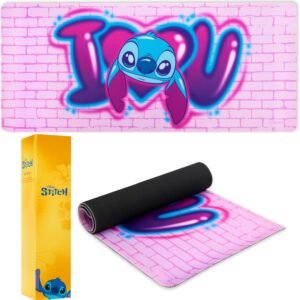 Disney Tapis de Souris XL Dessous de Bureau Mouse Pad Format 80x36 cm Accessoire de Bureau Lilo et Stitch Mandalorian (Rose Stitch)
