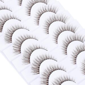 Lot de 10 paires de cils marron légers, faciles à utiliser pour un usage quotidien, les femmes, les débutants en maquillage