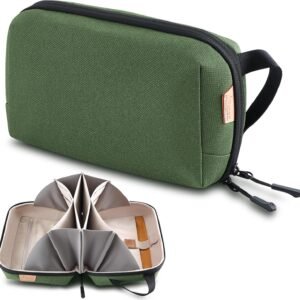 SIMTOP Sac de Rangement pour câble de Charge USB, Cartes SD, Ordinateur Portable,Sac d'accessoires pour Voyage,Travail,Vert