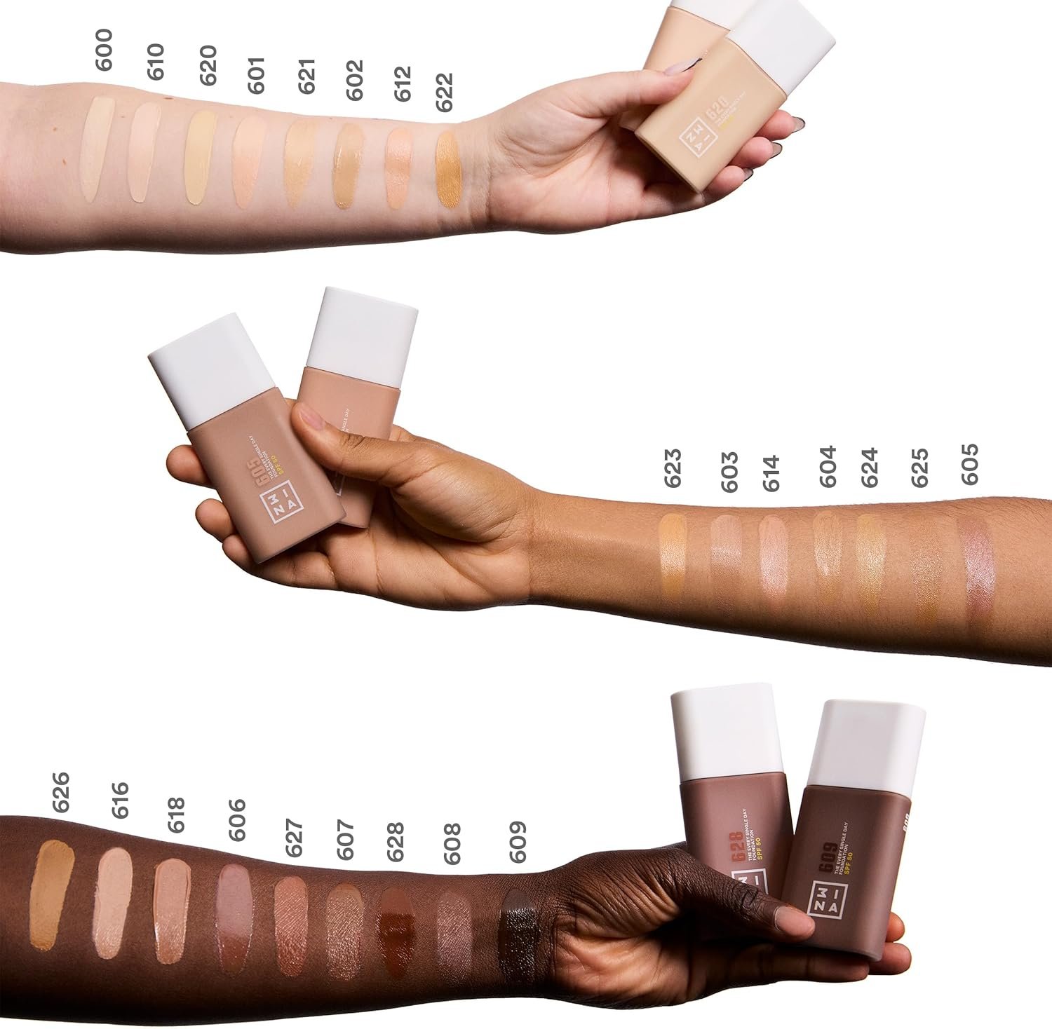 3INA MAKEUP - The Every Single Day Foundation SPF 50 622 - Fond de Teint Chaud clair avec indice SPF 50 - À base de 2% de Niacinamide - À couvrance légère à moyenne - Vegan - Cruelty Free – Image 7