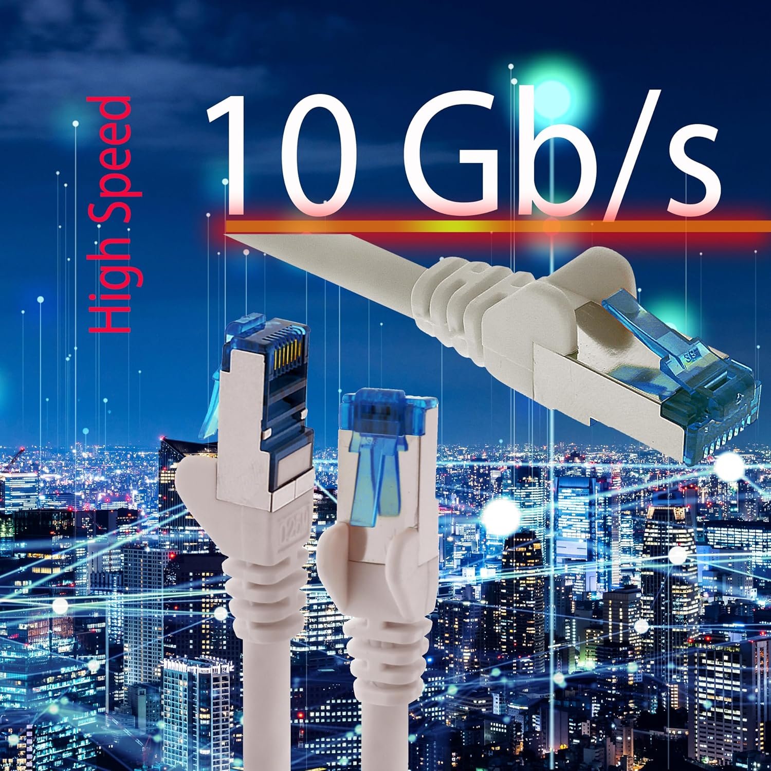 1aTTack.de Câble réseau Ethernet Gigabit LAN CAT.6a 1,5 m, câble patch RJ45 10 Gb/s SFTP PIMF orange - 5 pièces – Image 3