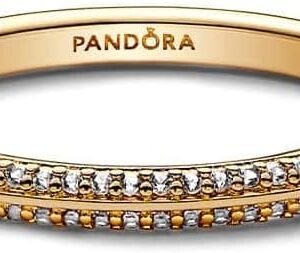 Alternative view of Pandora ME Bague en métal plaqué or 14 carats avec zircones cubiques transparentes