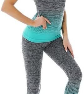 Tenue d'entraînement 2 pièces pour femme - Ensemble de gym sans couture côtelé décontracté et confortable - Legging taille haute - Survêtement de sport pour le yoga et le fitness
