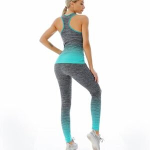 Alternative view of Tenue d'entraînement 2 pièces pour femme - Ensemble de gym sans couture côtelé décontracté et confortable - Legging taille haute - Survêtement de sport pour le yoga et le fitness