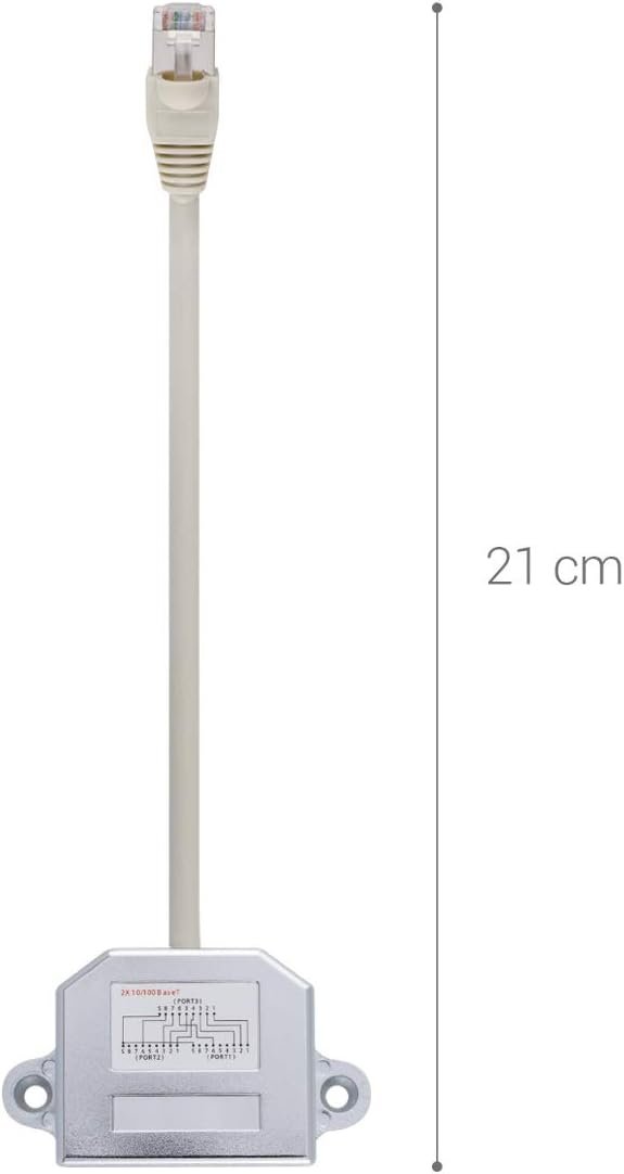 kwmobile 2X Dédoubleur câble réseau - Répartiteur Cat. 5e RJ45 fiche Alimentation Ethernet - Distributeur T vers 1x RJ45 réseau LAN et 1x ISDN – Image 4