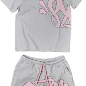 Homme Survêtement, Syn W Ensemble De Jogging, Syn 2 Pièces d’Été Ensemble Sport, Homme Set, Unisexe T-Shirt à manches courtes + Short de sport, pour Fitness Football Jogging, S-XL