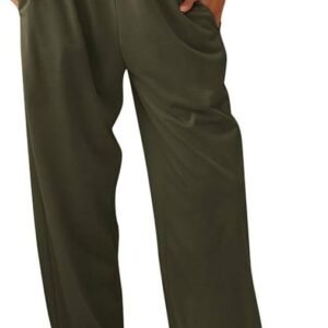 Femme Uni Sarouel Jogging Pantalon Ample avec Poches Elastique Taille Haute Baggy Fitness Tracksuit Bottoms Sport Harem Pants Casual