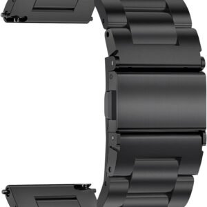 TStrap Bracelet de Montre Métal 20mm- Bracelets de Montres Remplacement à Dégagement Rapide Noir pour Homme et Femme - Montre Bracelet en Acier Inoxydable pour Smartwatch - 16mm 18mm 20mm 22mm