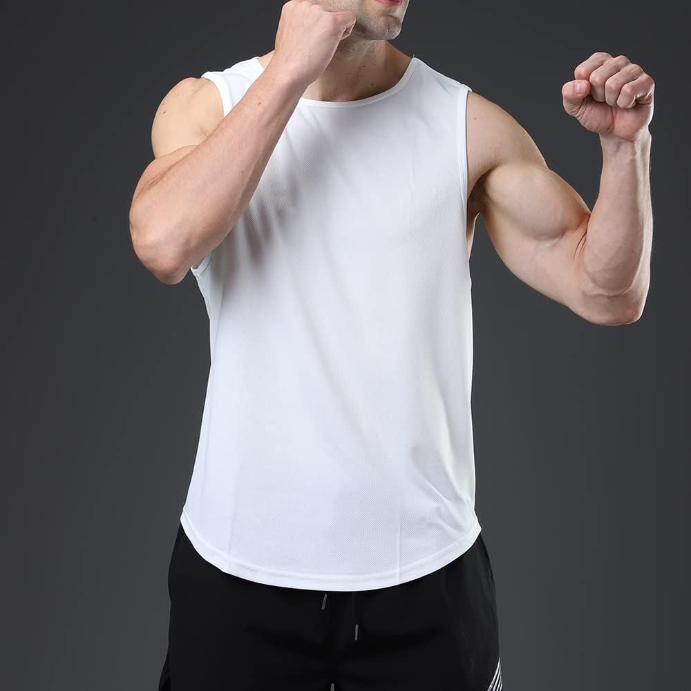 meioro Herren Mesh Tank Top, Atmungsaktives Ärmellose Shirt Angepasste Muskelshirt, Sport Rundhals Tank Tops Männer Sommer Gym Workout Funktionsshirt Bodybuilding Fitness Unterhemd(Schwarz,S) – Image 4