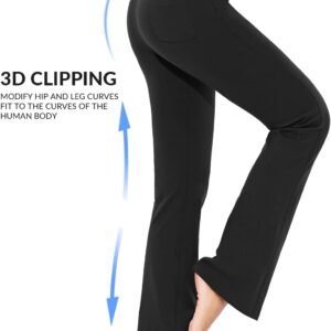 Alternative view of baleaf Pantalon Yoga Femmes Bootcut Long Pantalon Femme Fluide Taille Haute Contrôle du Ventre Sport Fitness Gym