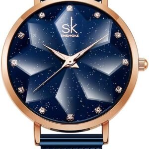 SHENGKE Ladies Montre-Bracelet Creative Femme Marque de Montres de Luxe Montre Robe en Maille Femme Montre