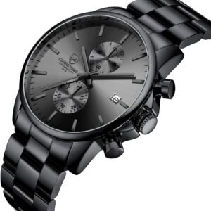 Alternative view of Montres pour Hommes avec Montre à Quartz chronographe étanche décontractée en Acier Inoxydable et en métal, Date Automatique dans des Mains colorée