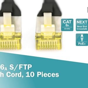 Alternative view of DIGITUS Câble LAN Cat 6A - 3m - 10 pièces - RJ45 Câble réseau - S/FTP Blindé - Compatible Cat-6 & Cat-7 - Noir