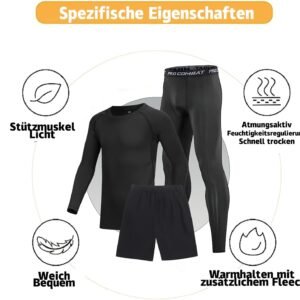 Alternative view of Maillot de corps thermique à manches longues et leggings de compression pour enfants, pour le sport, le football, le basket-ball, le ski