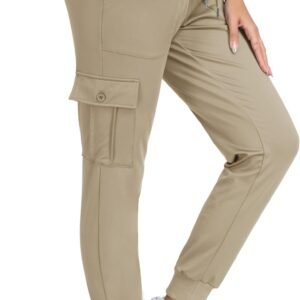JINSHI Pantalons Cargo Femme Jogging Sport Bas de Survêtement Automne Hiver Chaud Pantalon Décontracté avec Micro-Polaire Grandes Poches