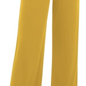 EXCHIC Femmes Solide Ample Jambe Droite Palazzo Pantalon Taille Haute Extensible Décontractés Pantalon avec Poches